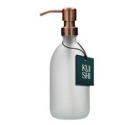 Kuishi Matt Glass White Soap Dispenser Pump Bottle [300ml, Bronze], Glass Bottle Soap Dispenser with Stainless Steel Pump, White Bathroom Accessories (BPA-Free)