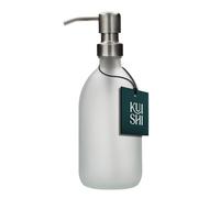 Kuishi Matt Glass White Soap Dispenser Pump Bottle [300ml, Silver], Glass Bottle Soap Dispenser with Stainless Steel Pump, White Bathroom Accessories (BPA-Free)