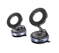 Kuisoe Car Mobile Phone Holder Magnetic Universal Strong Vacuum Suction Base & Foldable 360° Swivel Metal Arm Compatible with iPhone 12-17 Series & Original Magnetic Cases (Black)