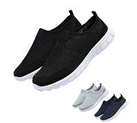 Kuisoe Everyday Comfort Trainers - Breathable Mesh Upper, Soft Lining & Kink-resistant MD Sole, No Laces, Stable Floor Support, black, 11 UK