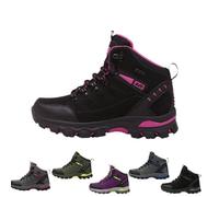 Kuisoe Men's and Women's Hiking Boots, Waterproof, Breathable, Lightweight Hiking Shoes with Grip for Trekking, Camping & Outdoor Adventures, Comfort and Stability, Black-purple, 7 UK