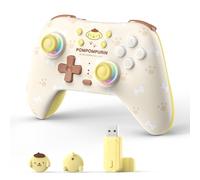 Kuitmor Wireless PC Controller - Hall Effect Joystick, 2.4G & Bluetooth & Wired, 1000Hz, Adjustable Turbo/Vibration/RGB, Compatible with PC/Switch/iOS/Android/Linux (Pompompurin - with Receiver)