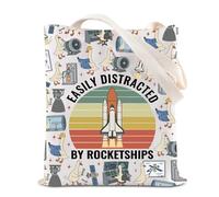 KUIYAI Aerospace Engineer Goose Tote Bag Rocket Scientist Gift Space Engineer Gift Easily Distracted By Rocketships Handbag, Rocketshipsts-us