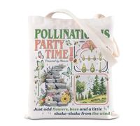 KUIYAI Botanical Chart Tote Ba Pollination Diagram Gift Science Teacher Gift Pollination is Party Time Canvas Bag For Gardener(PollinationTS-US)