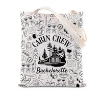 KUIYAI Camp Crew Bachelorette Tote Bag Cabin Theme Party Hiking Bridal Party Gift Lake Drink Canvas Bag Camping Weekend Gift, Cabincrewts-us