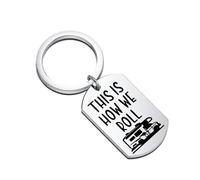 KUIYAI Camping Gift, Motorhome Keychain, Campervan Keychain, Camper Gift, This How We Roll UK