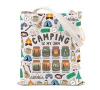 KUIYAI Camping Lover Tote Bag Camp Outdoor Life Gift Nature Adventure Bonfire Gift Camping is My Jam Bag For Camper Hiker, Campingjamts-us