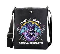 KUIYAI Chaotic Stupid Is Not An Alignment, Roleplaying Dragons D20 Dice Gamer Crossboday Bag (chaotic stupidUK)