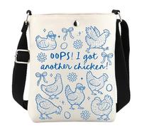 KUIYAI Chicken Gift Oops I Got Another Chicken Crossbody Bag, Farm Animal Messenger Bag For Farmer(got anotherChicken)