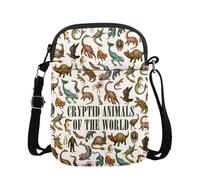 KUIYAI Cryptozoology Gift, Cryptid Animals of The World Crossbody Bag for Paranormal Lovers, Type of Cryptid(cryptidOfWorldUK)