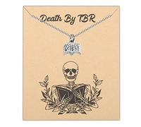 KUIYAI Death By TBR Gift To Be Read Gift Romance Reader Gift Book Club Librarian Necklace Literature Gift Bookworm Gift Bibliophile Gift, Metal, No Gemstone