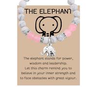 KUIYAI Elephant Charm Gemstone Beaded Healing Bracelet for Girls Women Elephant Lover Gift Inspirational Gift (The Elephant beadUK)