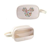 KUIYAI Flower And Garden Festival PU Leather Transparent Cosmetic Bag Epcot Festival Clear PVC Makeup Bag Floral Mouse Head Gift Magic Kingdom Family Trip Gift, MouseFlowerClear-US