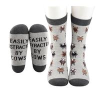 KUIYAI Funny COWS Gift Farm Life Gift Easily Distracted By Cows Socks,Animal Lover Present (by cow)