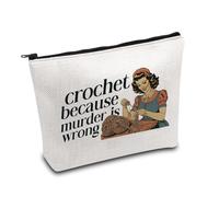 KUIYAI Funny Crochet Sarcastic Meme Makeup Bag, Crochet Because Murder is Wrong, Crochet Lover Gift (Murder is wrongUK)
