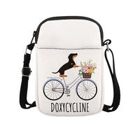 KUIYAI Funny Dachshund on Bicycle Crossbody Bag for Pharmacist, Pharmacists and Technicians Gift, Veterinary Gift(dachsundBikeUK)
