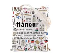 KUIYAI Funny Flaneur French Definition Tote Bag Strolling Enthusiast Gift Urban Explorer Wanderer Gift Aimless Trip Bag, Flaneurfrenchts-us, Middle