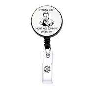KUIYAI Funny Michael Badge Reel for Fans, Myers Meme ID Holder, Horror Movie Gift, Feeling Cute Might Kill Someone Later UK