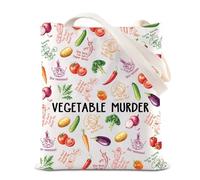 KUIYAI Funny Vegetable Murder Tote Bag Vegan Veggie Lover Canvas Bag Vegetable Crime Gift Chef Gift Vegetable Enthusiast Bag, Vegetablemurderts-us, Middle