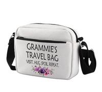KUIYAI Grammie Gift for Grandma Birthday Gifts for Mother's Day Grammie’s Merch Visit Hug Spoil Repeat Zipper Canvas Crossbody Bag (Grammie Travel)