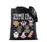KUIYAI Happy Halloween Tote Bag Stay Spooky Fall Season Vibes Gift Pumpkin Bat Witchy Gift Things That Make Me Happy Bag, Thingshappytblk-us