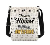 KUIYAI Hippo Gift, Cute Hippos Crossbody Bag, Because Hippos Are Freaking Awesome, Hippo Lover Gift (hippo awesomeXKUK)