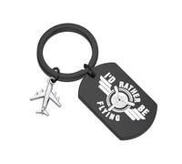 KUIYAI I'd Rather Be Flying Keychain Future Pilot Gift Airplane Lover Gift Helicopter Pilot Merch(be flying)