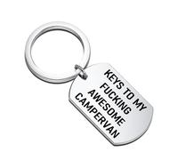 KUIYAI Key to My Fxxking Awesome Campervan Keychain - Campervan Gift (Key to CampervanUK) - Stainless Steel - Blue