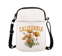 KUIYAI MAOFAED California State Flower Crossbody Bag, Botanical Gift,California Lover Gift, Nature Lover Gifts(californiaFlowerUK)