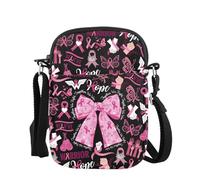 KUIYAI MAOFAED Pink Ribbon Breast Cancer Awareness Gift, Together We Win Cancer Fighter Crossbody Bag for Women(together we winUK)