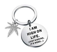 KUIYAI Marijuana Weed Gift Marijuana Leaf Keychain 420 Gift I am High On Life Just Kidding It's Weed Marijuana Pot Leaf Gift, Weed Ks, 3.0cm