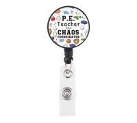 KUIYAI P.E. Teacher Chaos Coordinator Badge Reel PE Teacher Appreciation Gift PHYS Ed Gift (PeTeacher)