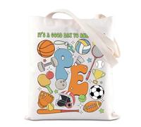 KUIYAI PE Teacher Tote Bag Teacher Day Game Day Gift Physical Education Teaching Life Bag It’s A Good Day To Run And Play, Runandplayts-us, Middle