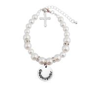 KUIYAI Pearl Baptism Bracelet Gift First Communion Bracelet Christening Gift Religious Gift Baptized In Christ Gift God Gift, Middle, no gemstone
