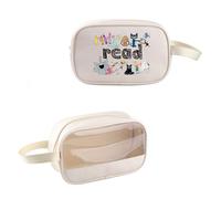 KUIYAI Read Book Transparent Cosmetic Bag Teacher Appreciation Clear PVC Makeup Bag Kindergarten Elementary Teacher Life Gift Book Character Gift, ReadClear-US, Make Up Bag