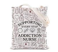 KUIYAI Recovery Registered Nurse Tote Bag Nurses Appreciation Nursing Life Gift Supporting Every Step Addiction Nurse Handbag, Addictionnursets-us