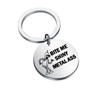 KUIYAI Robot Comedy Merchandise Robot Character Gift Planet Express RobotBending Gift Bite Me Shiny Metal Ass Keychain, Bitemeassks-us, S