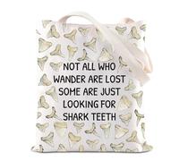 KUIYAI Shark Teeth Enthusiast Tote Bag Shark Tooth Collector Canvas Bag Fossil Teeth Gift Tooth Hunting Gift For Lovers, Sharkteethts-us