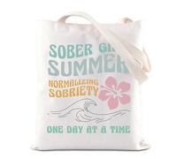 KUIYAI SoberGirl Summer Club Tote Bag AA NA Sobriety Sober Life Gift Alcohol Addiction Narcotics Anonymous Recovery Gift, Sobersummerts-us