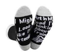 KUIYAI Steam Locomotive Merchandise Father's Day Retro Locomotive Socks Personalized Gift For Train Driver(about train)