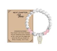 KUIYAI Teeth Charm Healing Bracelet for Dentist, Dental Hygienist Graduation Gift, Dental Grad Gift, Teeth Doctor Gifts (chapterTeethUK)