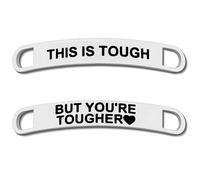 KUIYAI This Is Tough But You’re Tougher Shoelace Tags Tough Time Gift Encouraging Quote Shoe Tags for Women (you tougher)