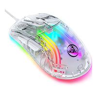 KUIYN 383 PRO X400 Transparent Ultralight Wired Gaming Mouse - 13 RGB Backlit, 6 Adjustable DPI 12800 Marco Program, USB Optical Model Aerox for Win10/Xbox/PS4/PS5/Mac/HP/Acer
