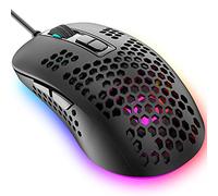 KUIYN 383 Ultralight Wired Gaming Mouse, Lightweight Honeycomb Shell, 4 RGB Breathing Backlit Mice, 4 Adjustable DPI 2400, USB Optical Model Mice for Win10/XP/Xbox/PS4/PS5/Mac/HP/Acer (Black)