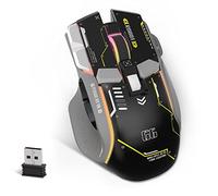KUIYN G6 Tri Mode Mouse, Type-C Wired 2.4G Wireless Bluetooth Mouse with 11 RGB Backlit, Mechanical Gaming Mouse with 10 Buttons & Fire Button, Adjustable DPI, for Windows MAC Laptop PC