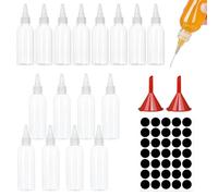 KUIZHEN 20 Pcs 60ml/100ml Squeezy Bottles with Nozzles, Small Squeeze Bottle with Funnels Labels, Clear Plastic Squeeze Condiment Bottle for BBQ Sauce Oil Ketchup Pigment Liquid DIY Crafts