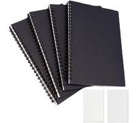 KUIZHEN A5 Spiral Notebook, 4 Packs Spiral Notepad A5 Lined Notebook 120 Pages/ 60 Sheets Bulk Journals Kraft Cover Notebooks for Business Office School Travel 20x14cm Black