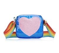 KUIZHEN Girl Shoulder Bag Handbags Love Heart Shape, Little Girls Handbag, Toddler Handbag Laser Crossbody Bags Rainbow Shoulder Strap for Shopping School Travel