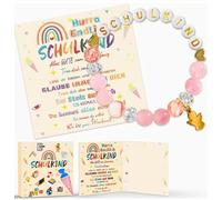 KUIZHEN Schulkind Bracelet, Guardian Angel Bracelet with Greeting Card Gift Box, Gift School Cone Filling, Filling First Day of School Lucky Charm for School Gift (Pink)