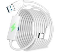 Kuject Link Cable with Charging for Meta Quest 3S, Oculus Quest 3 Quest 2/Pro, Pico 4, USB 3.0 5Gbp High Speed USB A to USB C for Steam VR Headset Accessories and Gaming PC -White 16FT